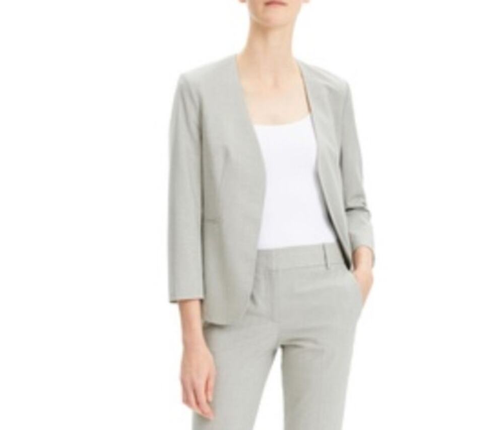 Womens Theory Lindrayia Blazer in Good Wool Light Gray Size 8 EUC!